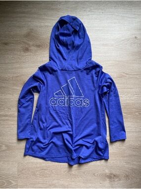 adidas girls Hooded Long Sleeve Top - Blue